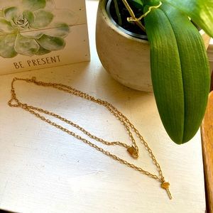 J Crew lock and key layered necklace